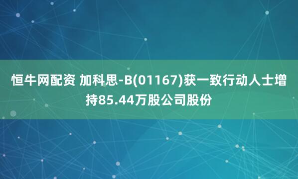 恒牛网配资 加科思-B(01167)获一致行动人士增持85.44万股公司股份