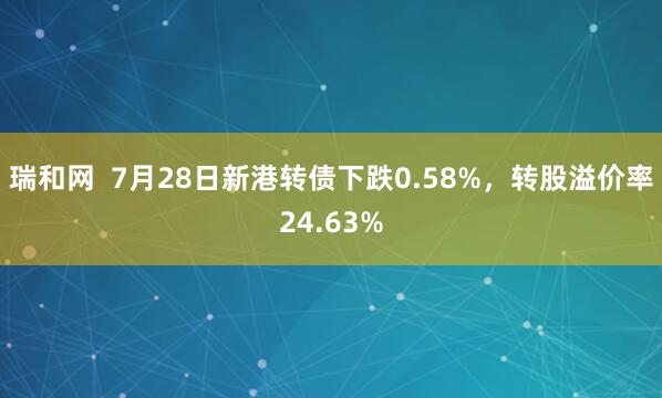 瑞和网  7月28日新港转债下跌0.58%，转股溢价率24.63%